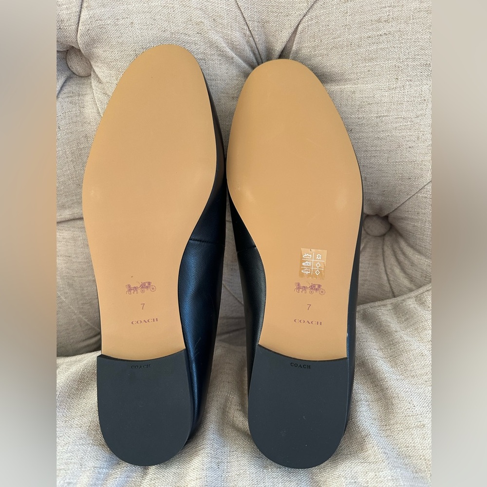 Coach black leather/gold buckle Sienna Leather Slide, size 7 - Picture 3 of 5